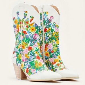 Brand new white with floral western cowboy boots